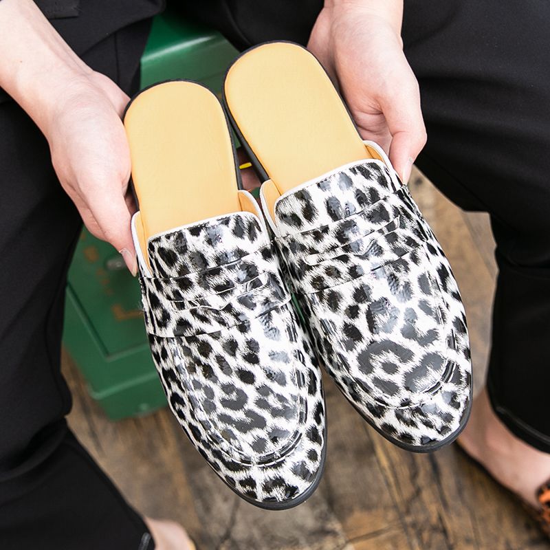 Youth Men Leisure Cool Mules Man Summer Slippers Fashion Casual Leather Loafers Flats Shoes Pu Breathable Slip On Footwears For