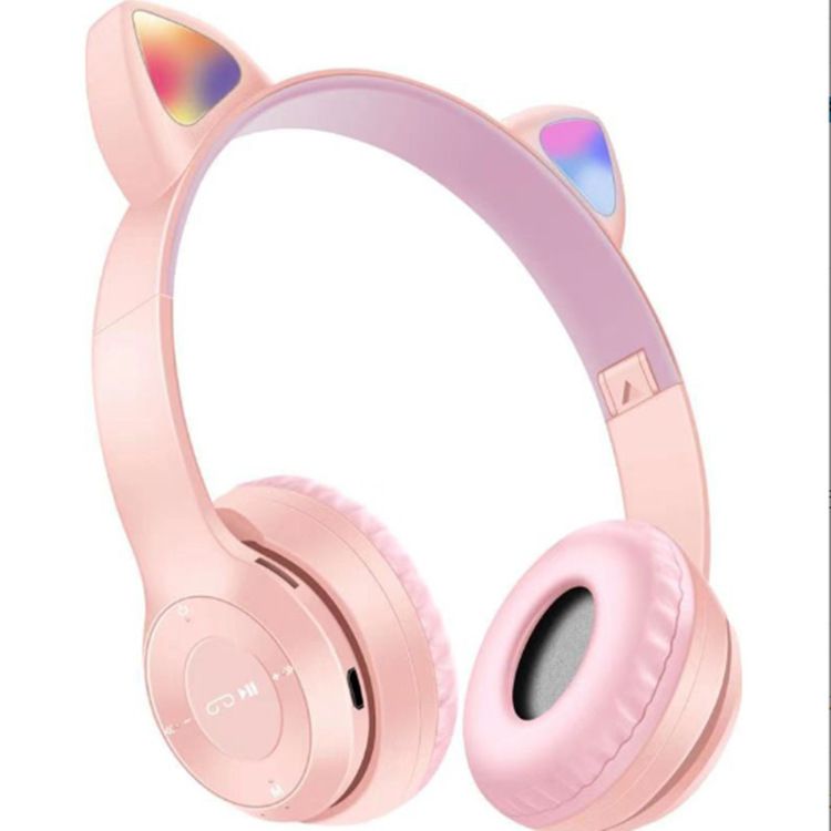 P47 M Headworn Bluetooth Headset Cartoon Cat's ears (Steamed cat-ear shaped bread) Light emitting Headworn Stereo Bluetooth Headset