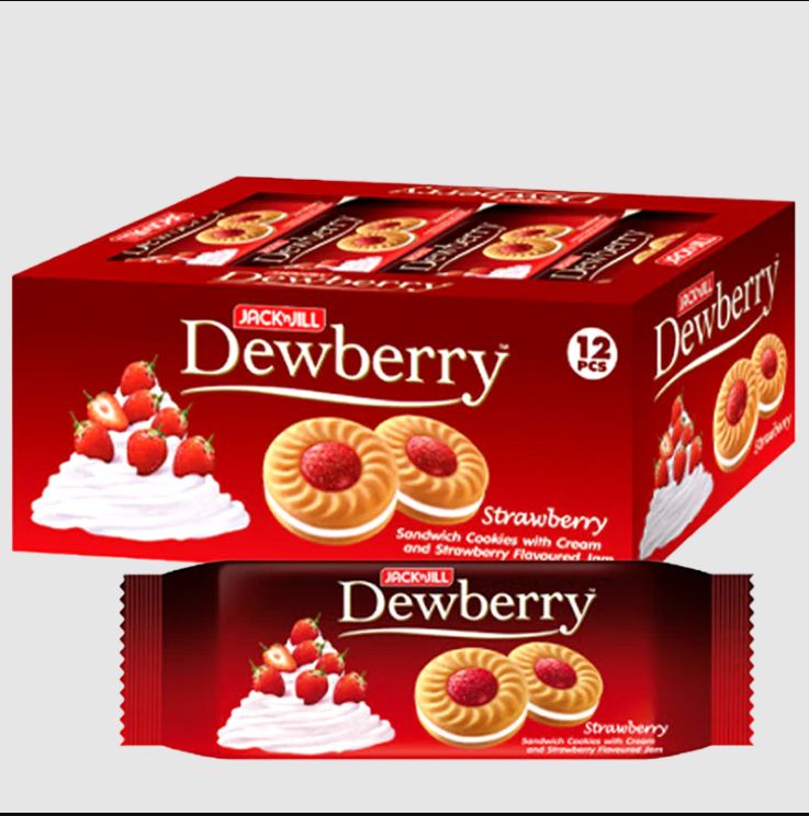 JACK AND JILL DEWBERRY  SANDWICH COOKIES WITH CREAM AND STRAWBERRY FLAVORED JAM 27g