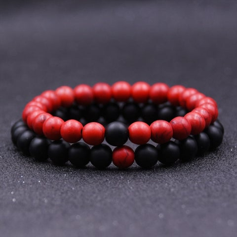 2PCS/SET COUPLES DISTANCE BRACELET CLASSIC NATURAL STONE BEADED BRACELETS