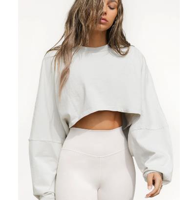 EWYB Women's Round Neck Short Top Knit Long Sleeved Top