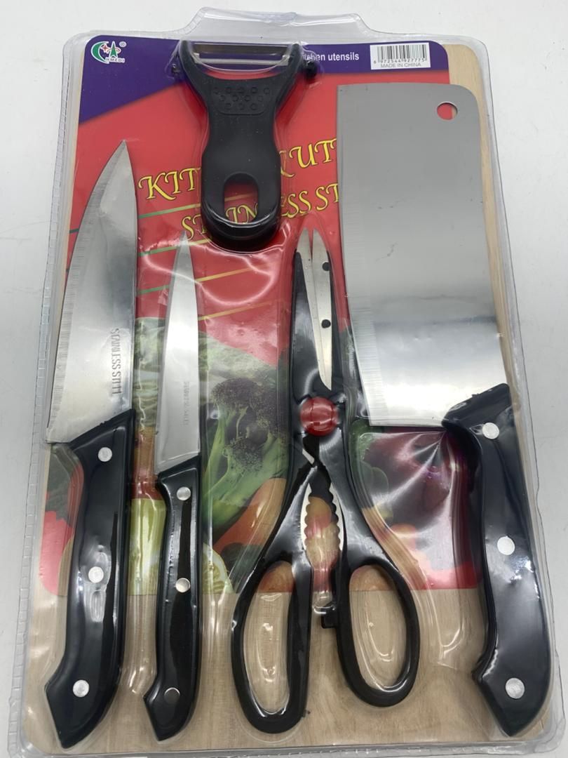Kitchen double-sided suction knife set 3-piece knife set Stainless with Kitchen Knife Scissors Ceramic Peeler Chef Slicer 
