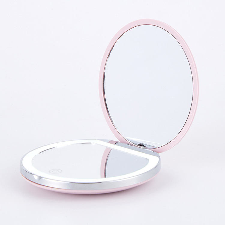 HCS-001-LED Mirror Folding Pocket Mini Lighting Dresser Compact With Light Foldable Portable Small Round Handheld Mirror Makeup Folding Pocket Mini Lighting Dresser Compact With Light Folding Portable Small Round Handheld Hand