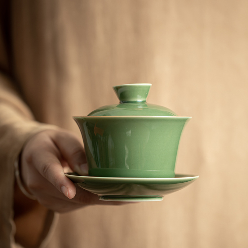 QLKGGW2022826 Teal Glaze Porcelain Teapot Bone China Tea Bowl And Saucer Set Exquisite Tea Ceremony Cup Gift