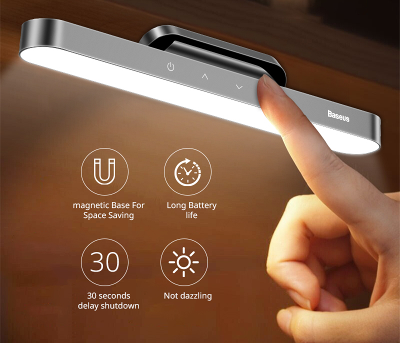 LED Table Lamp Magnetic Desk Lamp Hanging Wireless Touch Night Light for Study Reading Lamp Stepless Dimming USB Light