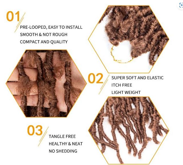 Obaasima Strands Butterfly Locs Crochet Hair Soft Locs Crochet Braids Hair Pre Looped Locs Dreadlocs Hair Ombre Brown Hair Extensions For Women (T30#)