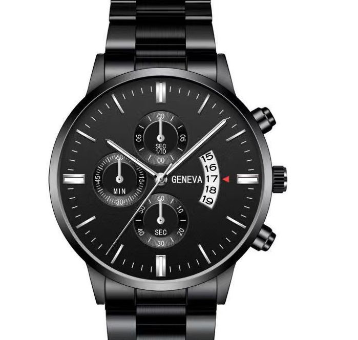 Calendar steel band watch men's large dial quartz watch men's watch foreign trade men's watch