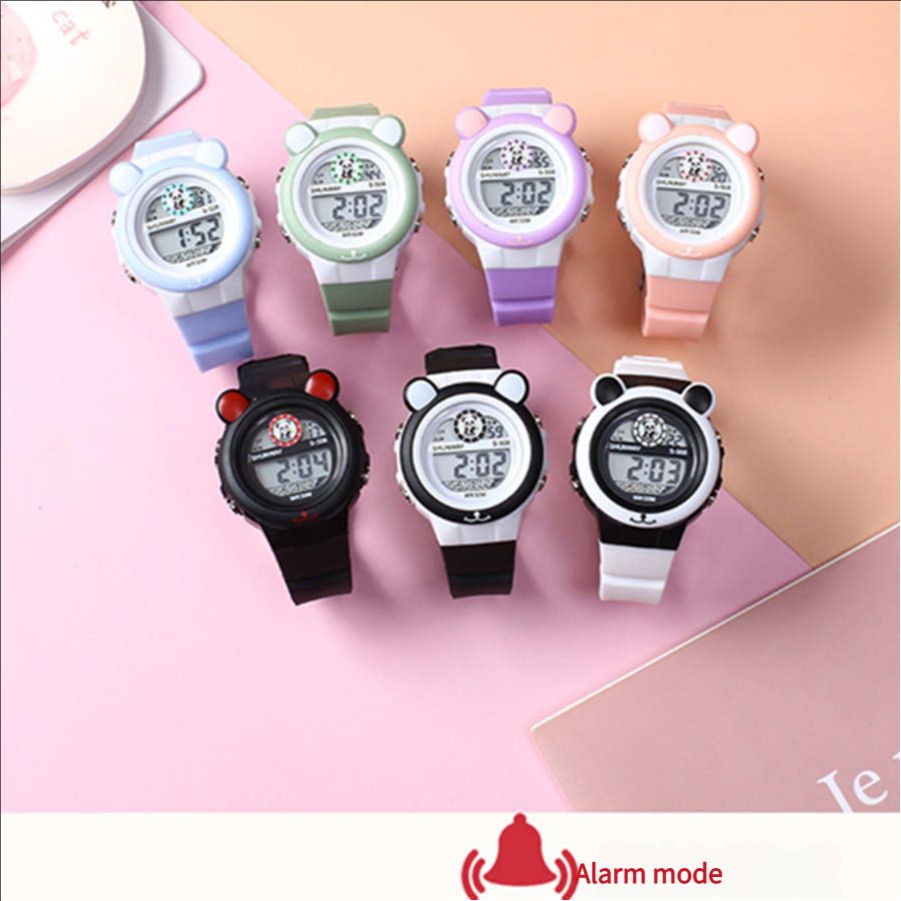 New stock panda cartoon children's electronic watch student party waterproof night light multifunctional alarm clock electronic watch