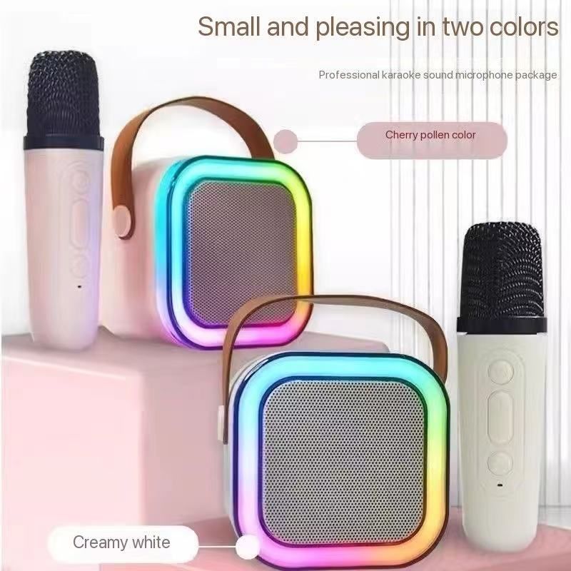 Intelligent KTV Bluetooth Speaker: Double Microphone Color Lights Create KTV Atmosphere, Portable Entertainment New Experience