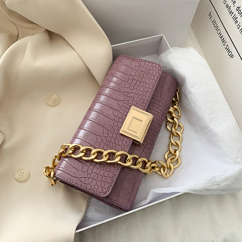 369-5181 Ladies Shoulder Crossbody Sling Bag for Women Designer Crocodile Pattern Leather Chain Underarm Purses Hand Bags