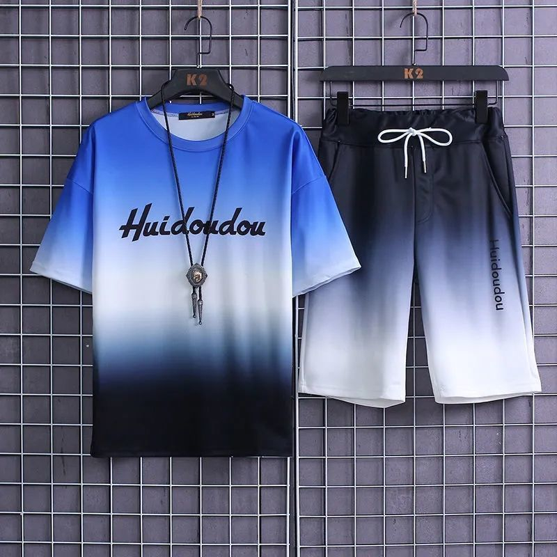 Men Shorts Tracksuit Set T-Shirt Shorts Set
