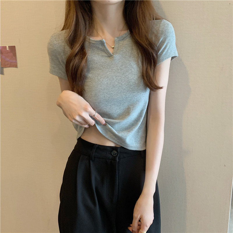 165 Women's Design Sense Slim Casual T-shirt Short Sleeves