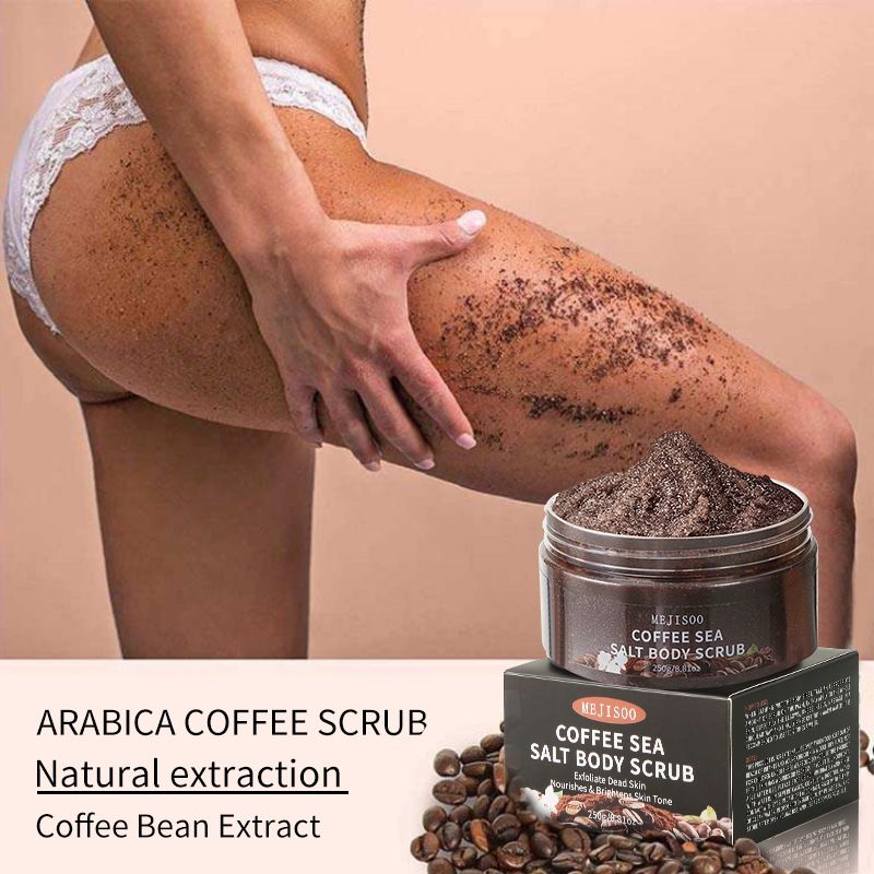 Coffee Body Skin Care Scrub for Women Full Body Deep Cleansing Sea Salt Exfoliation Chicken Skin Coconut Scrub Moisturizing Exfoliating Scrub for Body, Face, Hands, Feet - Fighting Stretch Marks, Fine Lines Skin Care