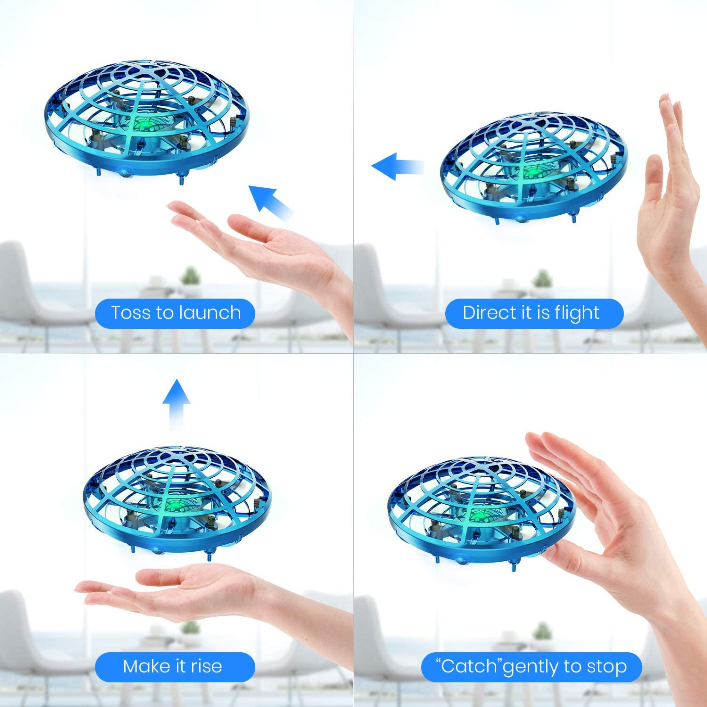 Tospin RC Flying Toys flying ball ufo Hand Controlled Drone with LED Light Induction Remote Control for Kids Boys Girls Birthday Gift