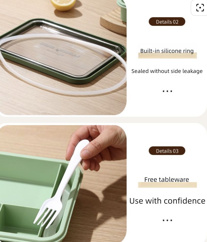 Lunch Box with Compartment Office Worker Light Portable Child Separate Meal Box Kitchen Dining Storage Travel To-Go Food Containers