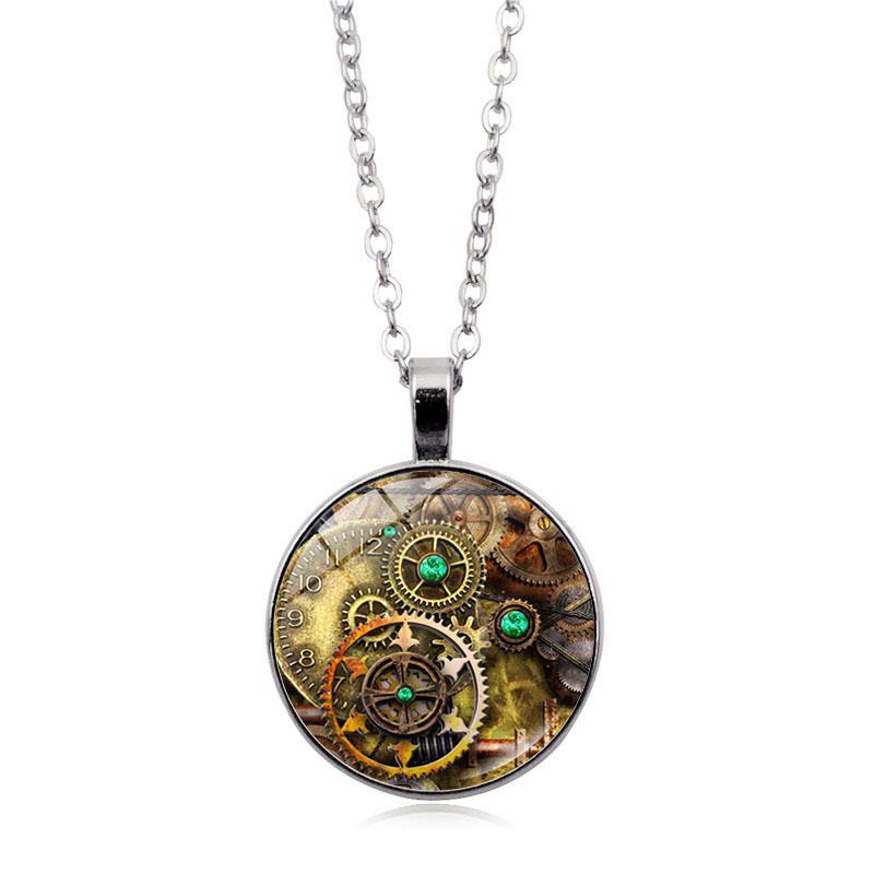 Mechanical Time Gemstone Pendant Necklace CRRSHOP free shippingpendant+chain # 05