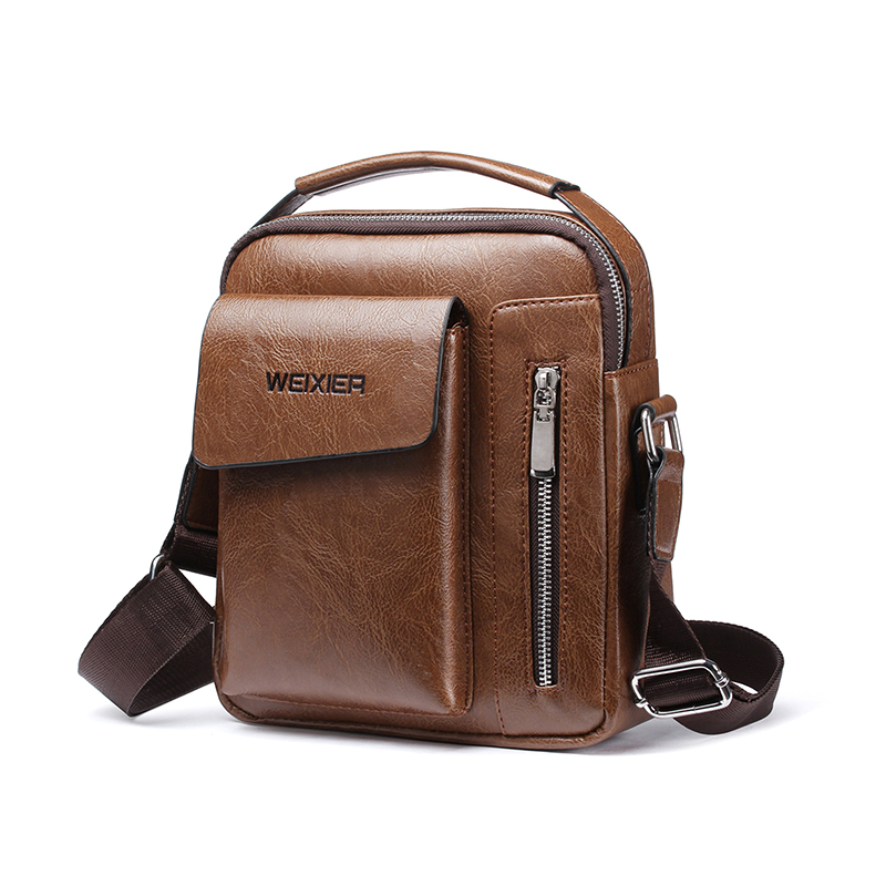 8602 Fashion Business Casual Men Shoulder Bags Waterproof PU Leather Crossbody Messenger Bag