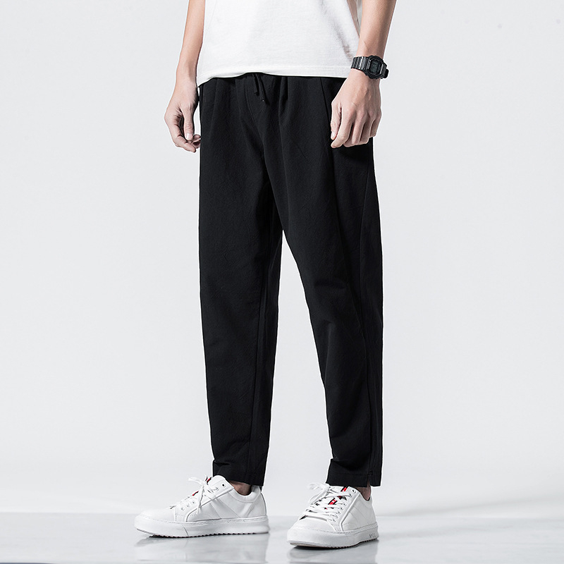 New Chinese style foreign trade autumn cotton linen pants men's retro plus size loose Harlan pants