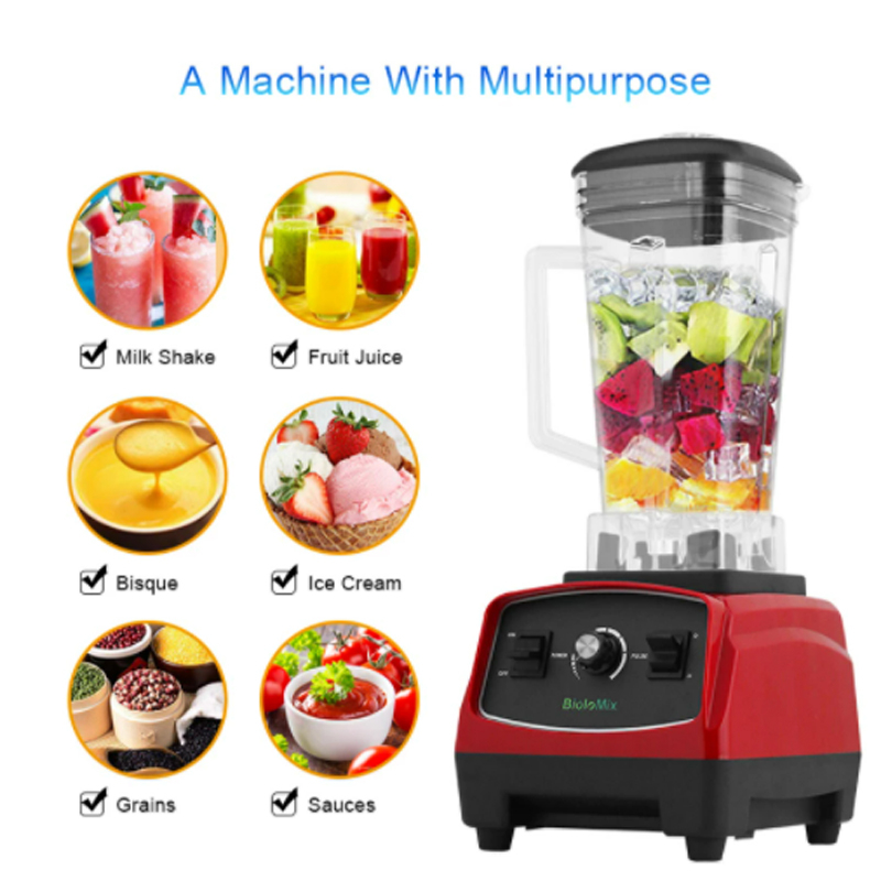 220V Wall Breaker Blender 2L BPA Commercial Home Professional Smoothies Juicer Food Fruit Mixer Cooking Machine High Power Food Processor Ice Smoothie Bar Fruit Blender