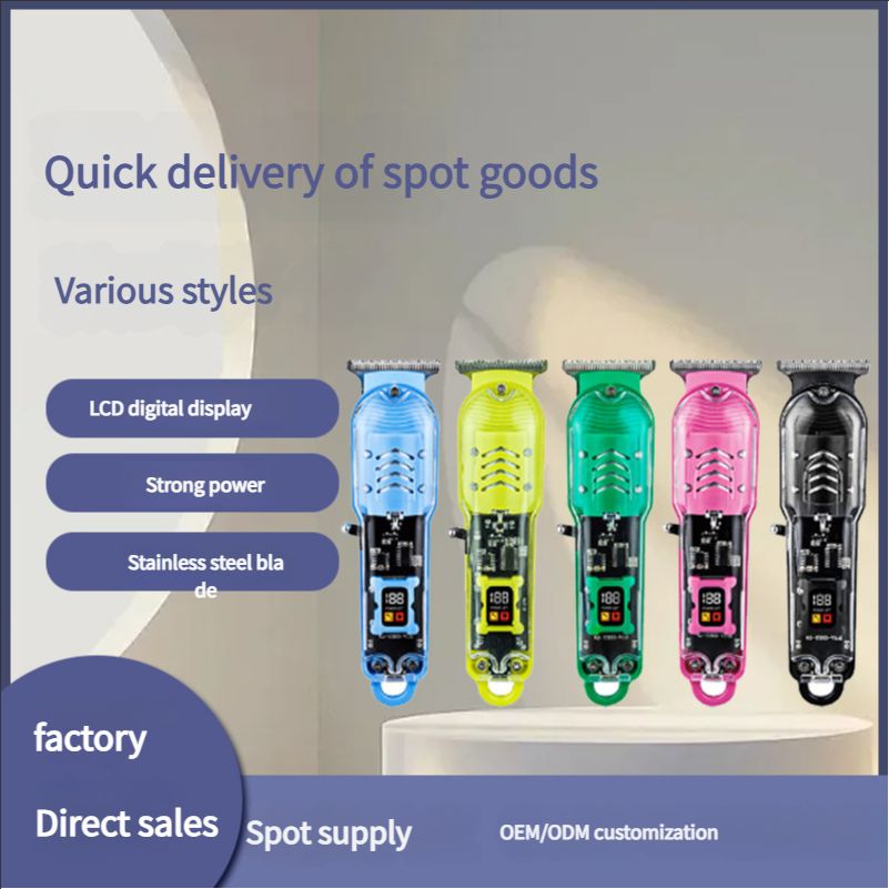 Cross-border transparent shaving electric hair clipper LCD digital display hair clipper oil head household electric hair clipper
