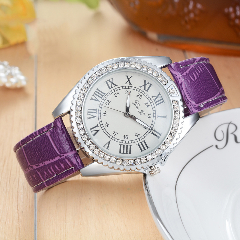 PD1032-1-0227 Retro Simple Roman Numerals Diamond Watch Ladies Quartz Watch