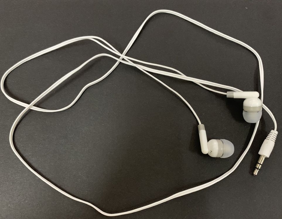 Ear Headphones Wired Basic Student Earbuds No Microphone with 3.5MM Jack for Kids Class Laptop School Library, Individually Bagged white & black