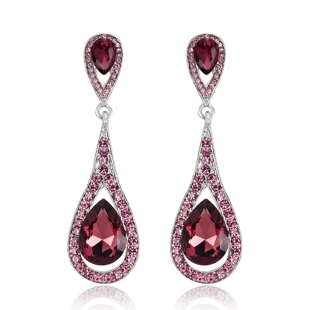 BA085 Cubic Zirconia Teardrop Wedding Bridal Earrings for Women,Bridesmaids,Brides - Crystal Rhinestones Dangle Earrings Jewelry