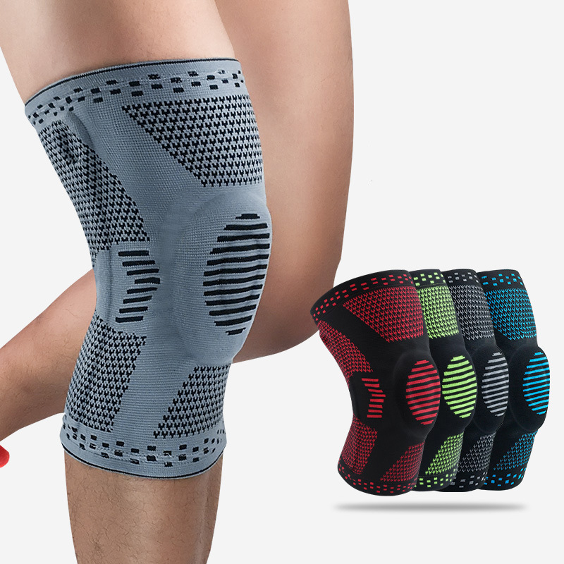 HJ030 1Pcs Silicone Full Knee Sleeve Brace Strap Patella Medial Compression Protection Sport Pads for Arthritis Knee Relief Workout Sports