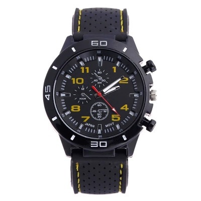 Popular fashion sports men's watch, car line strap, silicone student watch