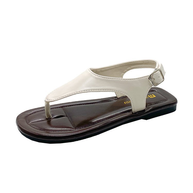 2025 summer new fashion breathable casual shoes buckle personality clip-toe flat shoes low top wear low top sandals