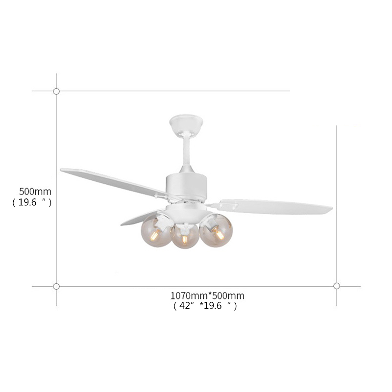  OUFULA Modern Nordic Creative Glass Lamp With Remote Control Bedroom Ceiling Fan With Light 42 Inches