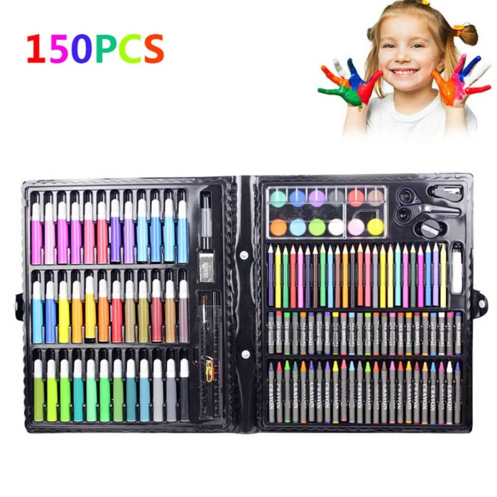 150 Pcs/Set Drawing Tool Kit Painting Brush Art Marker Water Color Pen Crayon Kids Children Christmas Gifts