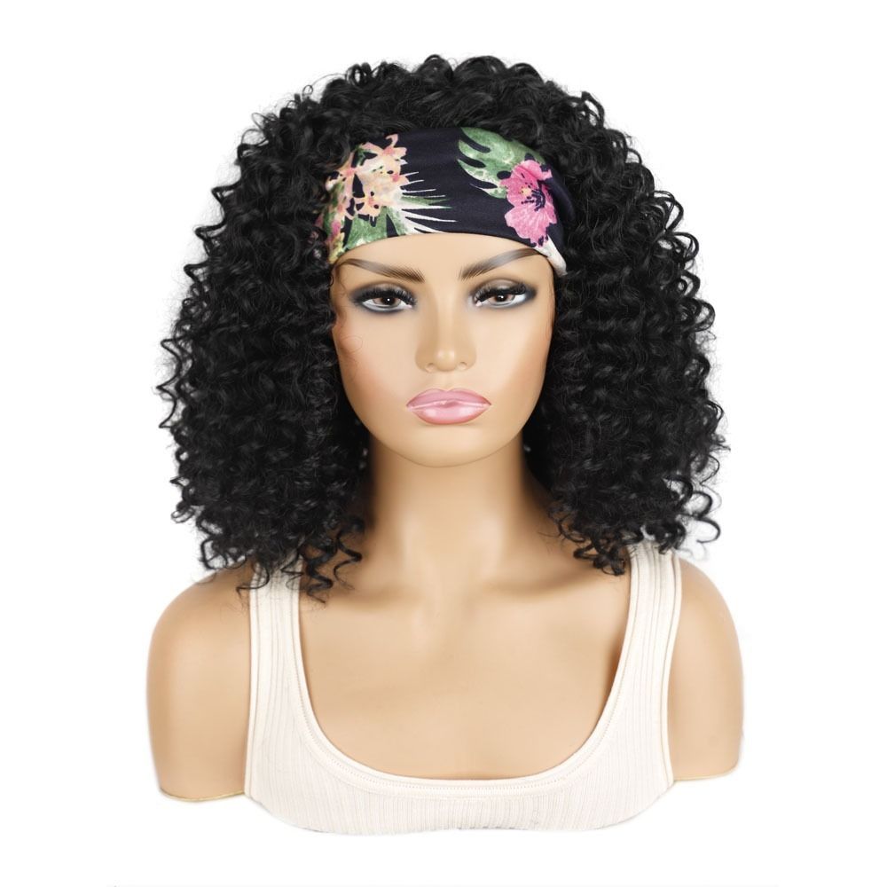 TopKiss Fashionable Short Curly Wig with High Temperature Fiber, Headband and Ice Silk Hairnet for Women's Dressup Local
