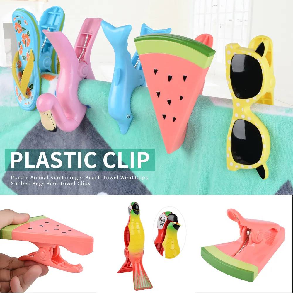 PZTC10 Plastic Beach Towels Clips For Sunbeds Sun Lounger Slipper Decorative Clothes Pegs Pins Large Size Drying Racks Retaining Clip