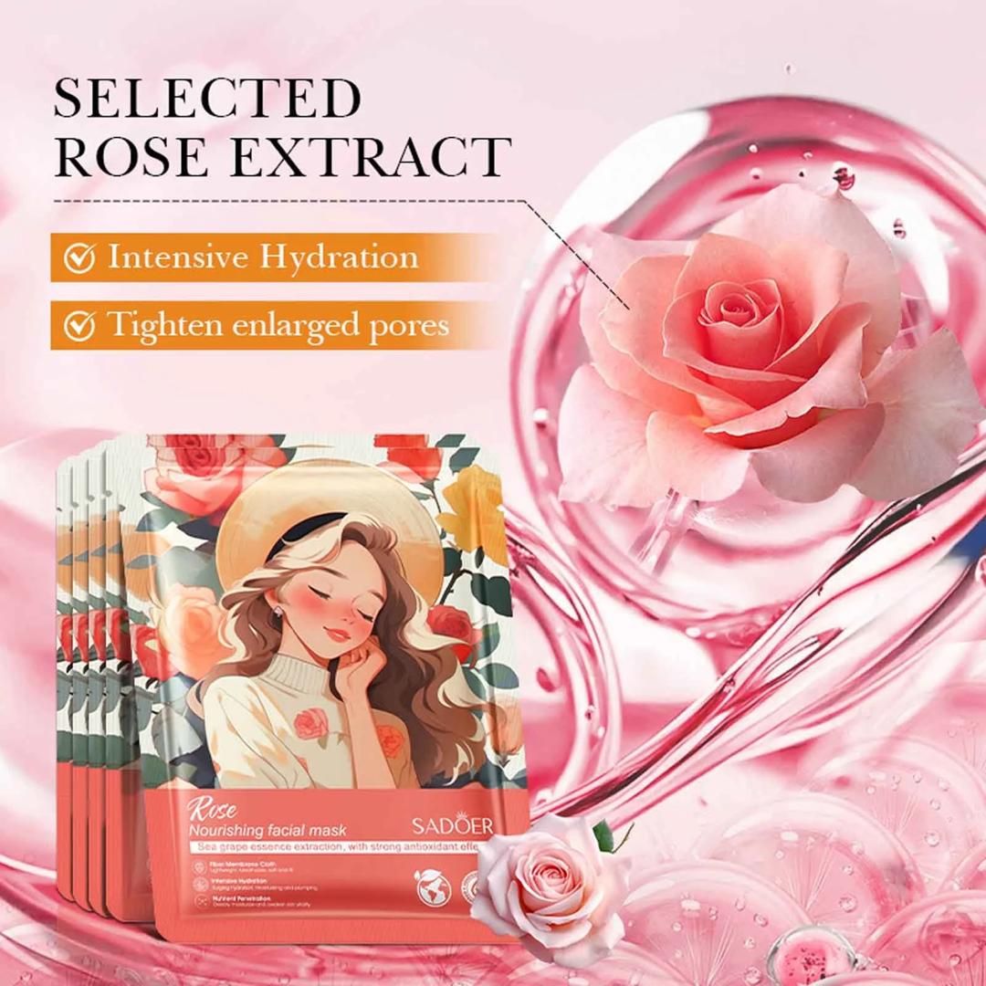 SADOER Fruits & Flowers, Rose, Aloe Vera, Blueberry ,Strawberry ,Honey, Peach ,Avocado ,Coconut, Moisturizing Nourishing Whitening Beauty Moisturizing Skin Care Mask