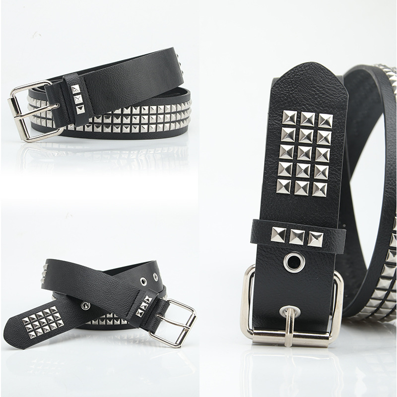823 Fashion with Men and Women Square Pyramid Rivets with Jeans Suit Belt