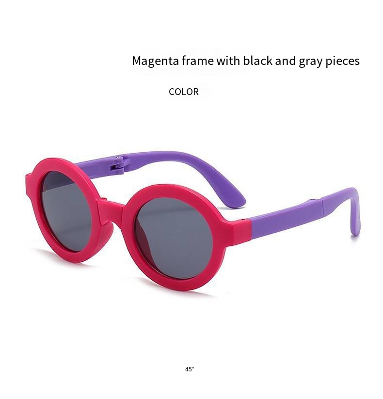 Kids Round Polarized Sunglasses, UV400 Protection, Foldable Flexible Frame, Colorful Two-Tone Shades for Boys Girls, Anti-Glare Outdoor Sun Glasses for Toddlers Children