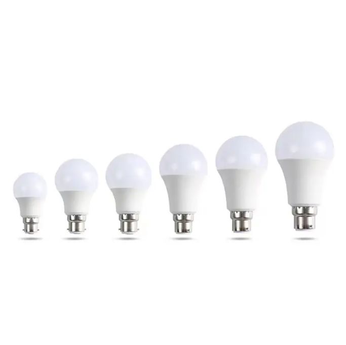 Energy Saving LED Bulb 3W 5W 7W 9W 12W 15W 18W 25W - B22 Pin Holder Type - High Durable Plastic Coated - Light color: 6000K Bright White