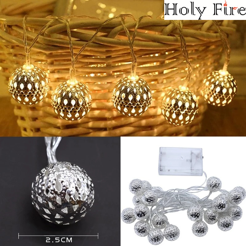 Holy Fire 10leds 1.5m Fairy Lights Moroccan Ball Strips Christmas Lights Battery-operated Garland Christmas Decoration Festoon led light