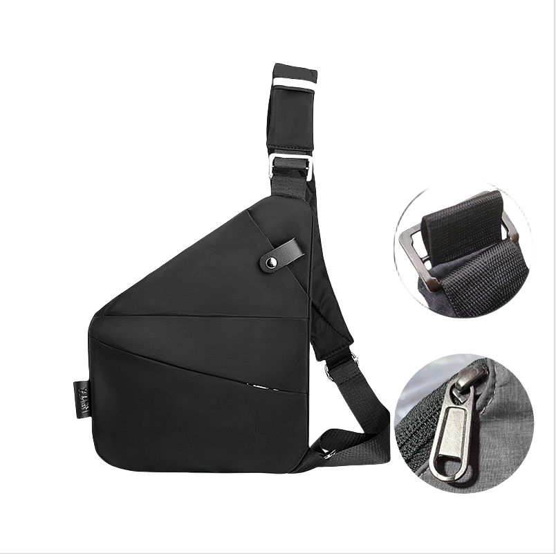 Right Shoulder Gun Bag Nylon Chest Bag Men's Lightweight Simple Large Capacity Crossbody Bag Casual Close Fitting Shoulder Bag