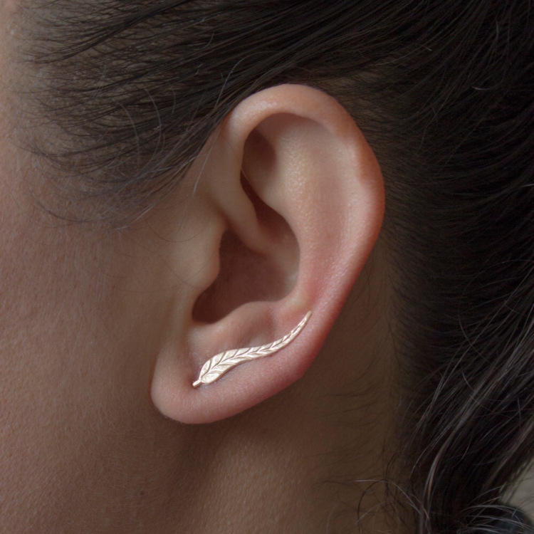 Simple leaf alloy U-shaped ear clip earrings unique personality versatile Earrings