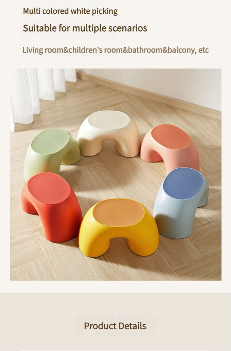 New round and comfortable children's stool, anti slip and durable shoe changing stool, rainbow stool, simple circular rainbow thickened stool