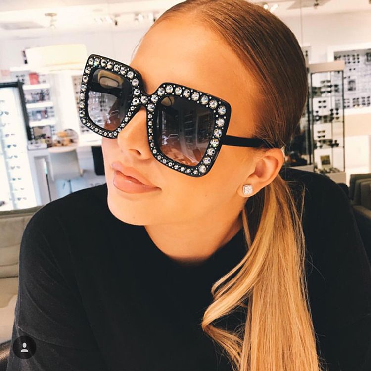5036 New Colors Hot Style Fashion Sunglasses Over-sized Square Bling Diamond For Ladies