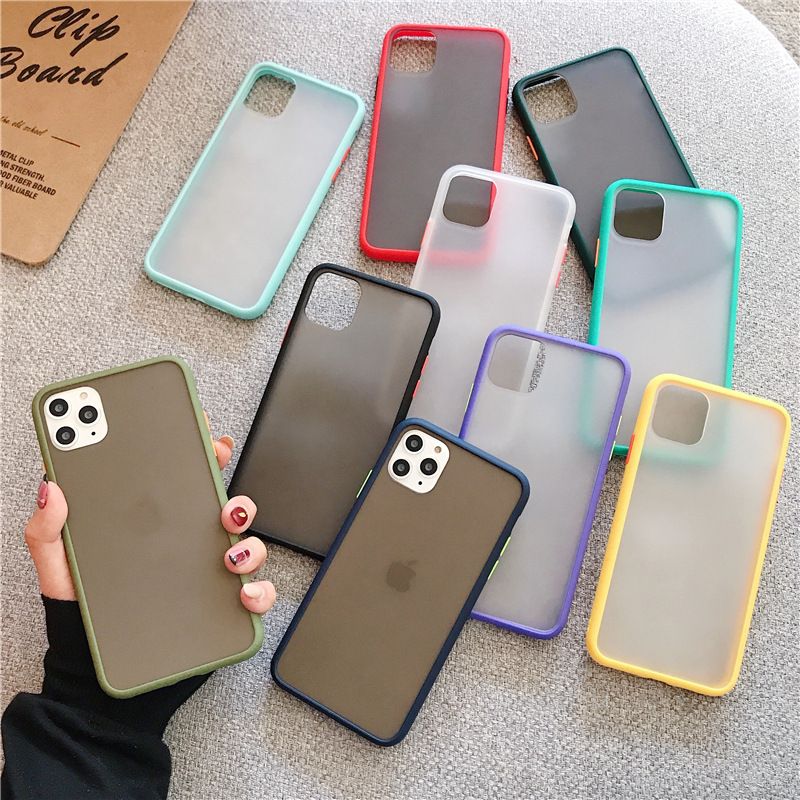 Hybrid Simple Matte Bumper Phone Case For 12 11 Pro  XR XS  6S 8 7 Plus Shockproof Soft TPU Silicone  Cover