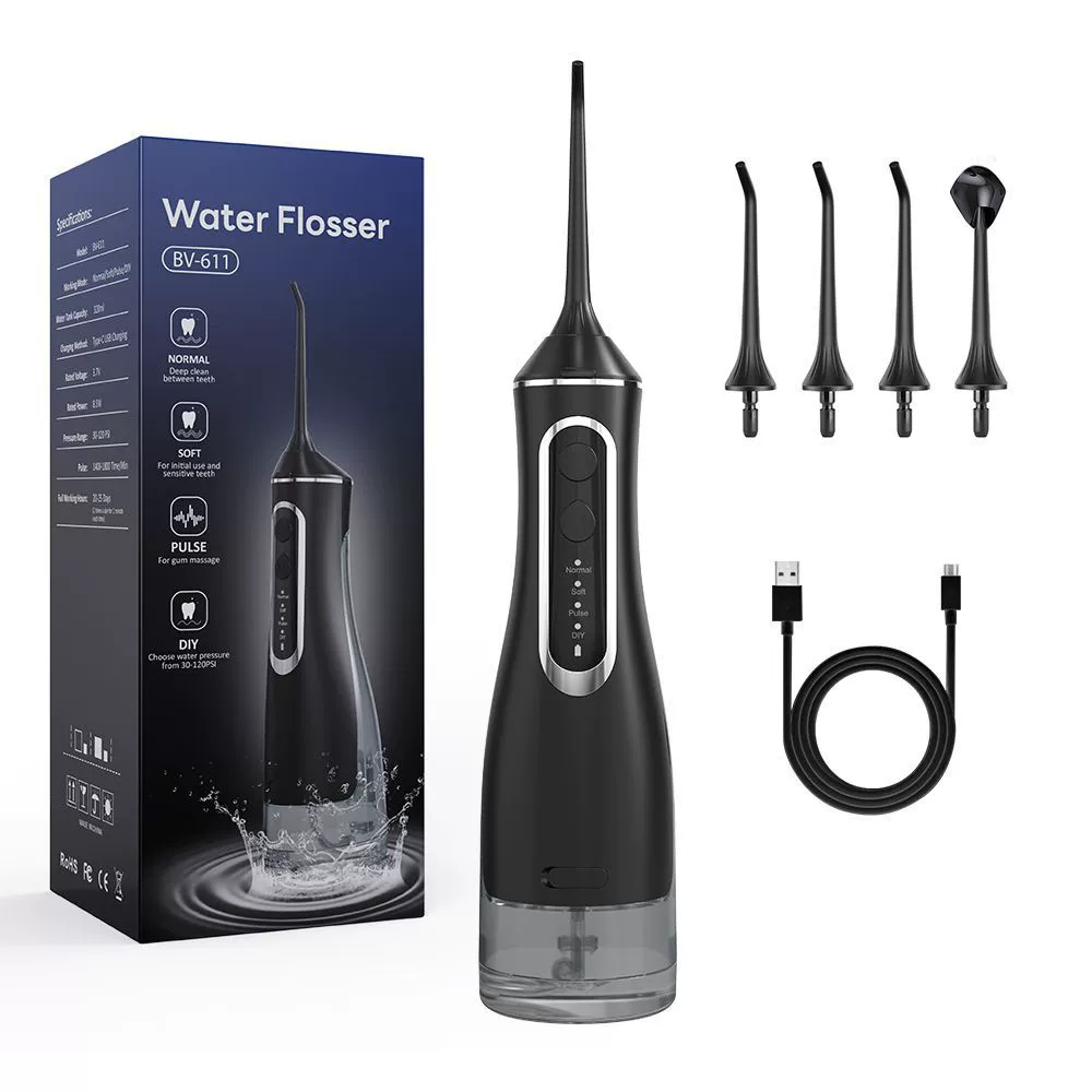 Wannilen Water Dental Flosser Teeth Pick: Portable Cordless Oral Irrigator 300ML Rechargeable Travel Irrigation Cleaner IPX7 Waterproof Electric Flossing Machine for Teeth Cleaning 