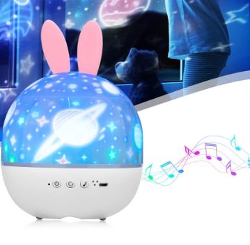 Elf Projection Lamp LED Charging Rotating Atmosphere Night Light Creative Children′ S Birthday Gift with Remote Control Music Box