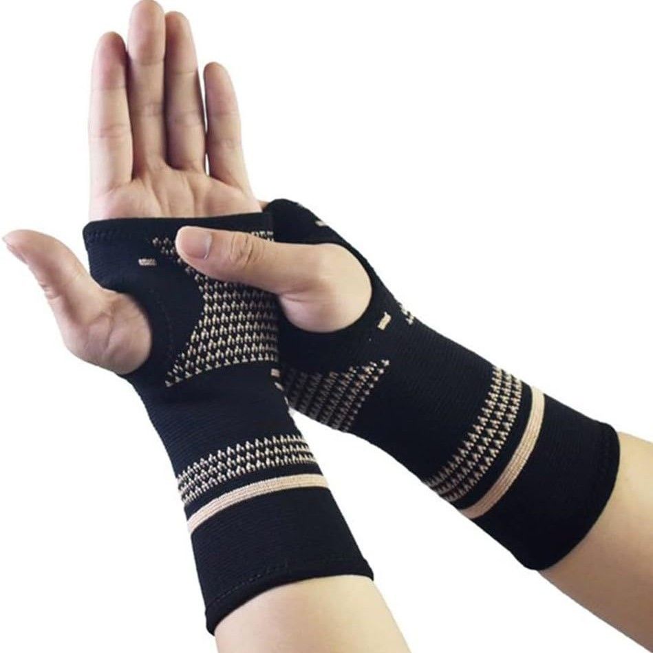 Copper Infused Wrist Support Sleeve, Breathable Knitted Compression Wrist Brace for Sports, Running & Daily Use, Hand & Wrist Protector for Men & Women, S/M/L
