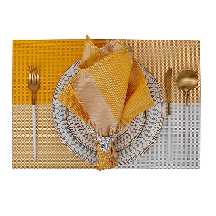 Createshao PVC Vinyl Modern Color Matching Gradient Multi-Lattice Four-Square Woven Non-Slip Placemat Restaurant Table Mat kitchen Insulation Pad
