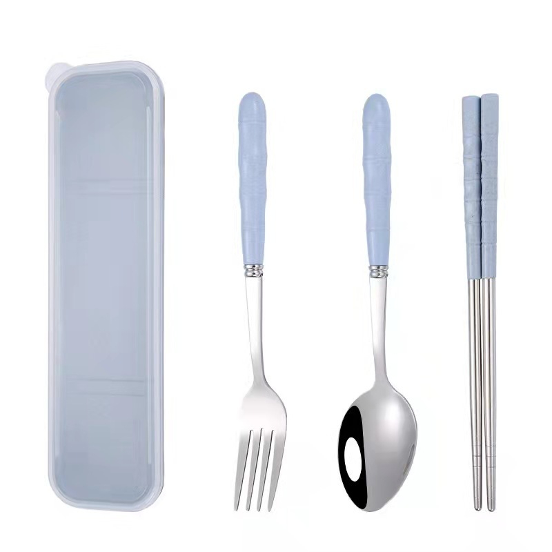 Travel Camping Cutlery Set Portable Tableware Stainless Steel Chopsticks Spoon Fork Steak Knife with Storage Case
