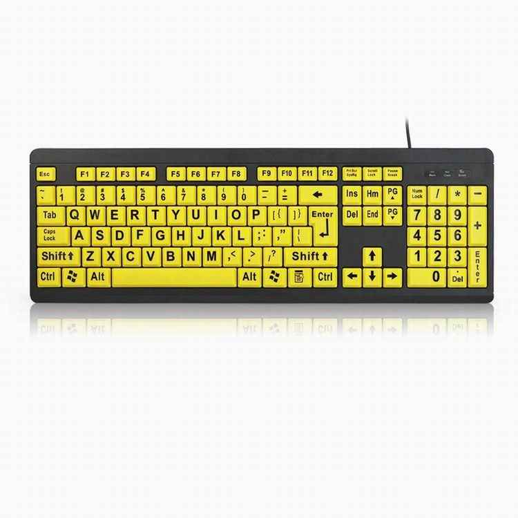 T801 Elderly Wired Keyboards Ergonomic Design Big Letters USB Port Waterproof Dustproof Yellow